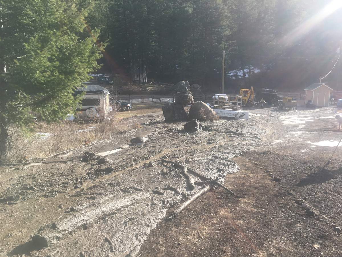 Okanagan mudslide misses home, wipes out shed - image
