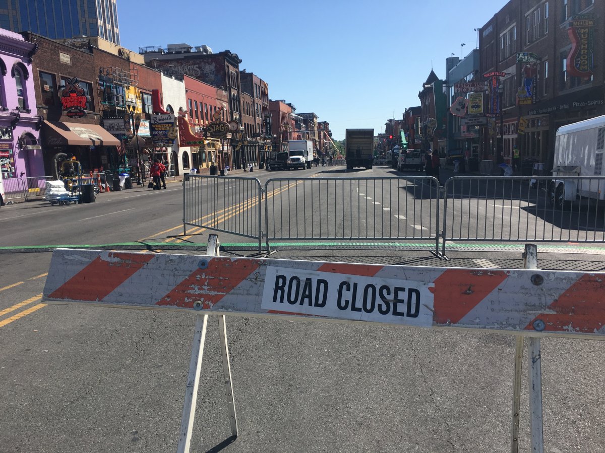 Party preparations for Nashville's street party are well underway early Sunday morning.
