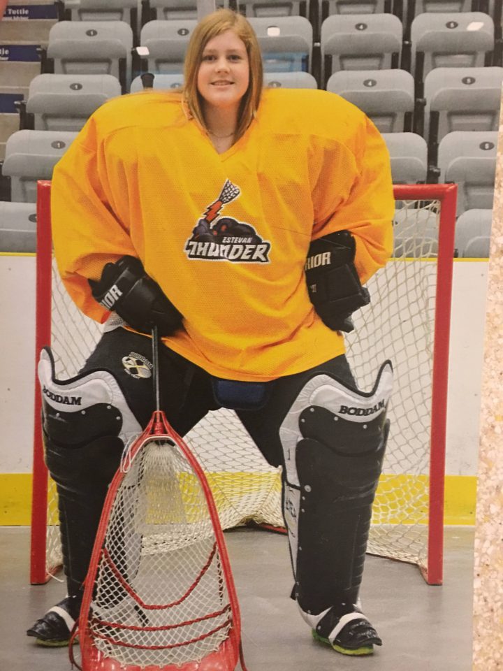 Posing for a photo in Estevan, Sask, her hometown.