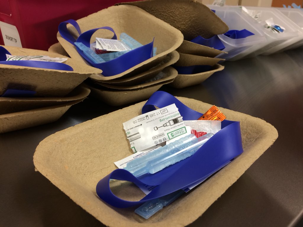 An injection kit at London's temporary overdose prevention site, picture on Feb 12th, 2017. 