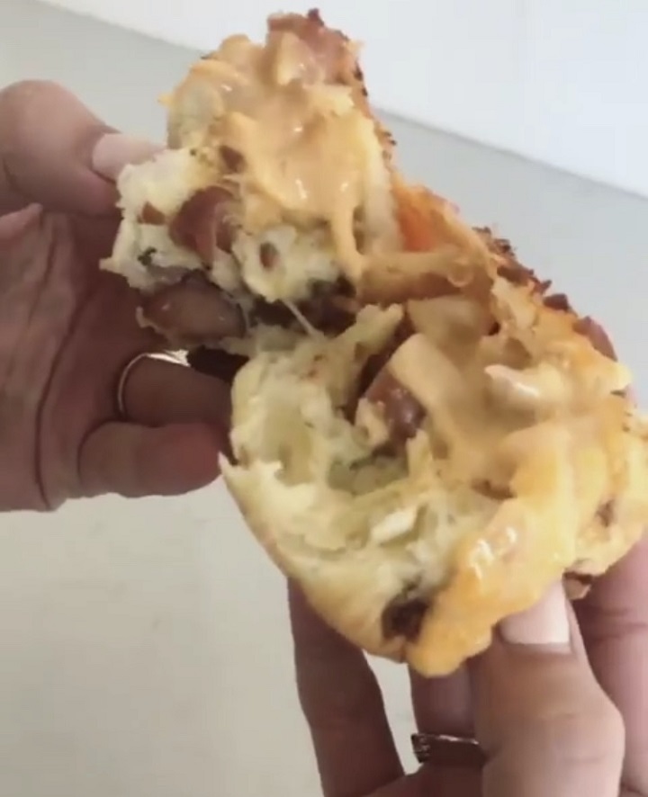 The inside of a Jumbo Jet Dog muffin.