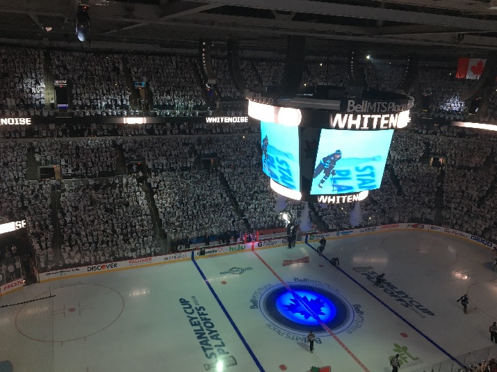 The Winnipeg Jets come onto the ice for game five against the Minnesota Wild.