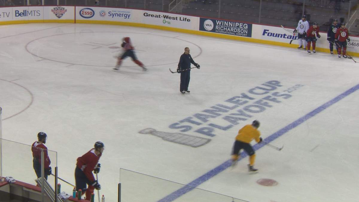 Head coach Paul Maurice at Winnipeg Jets practice on Wednesday April 25.