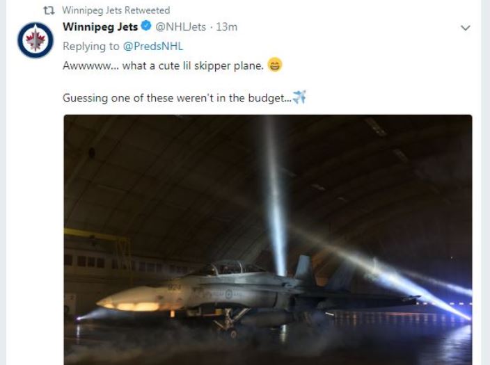 The Winnipeg Jets suggest the Predators' choice for their 'smash car' this playoff round was cheap, as in less expensive.