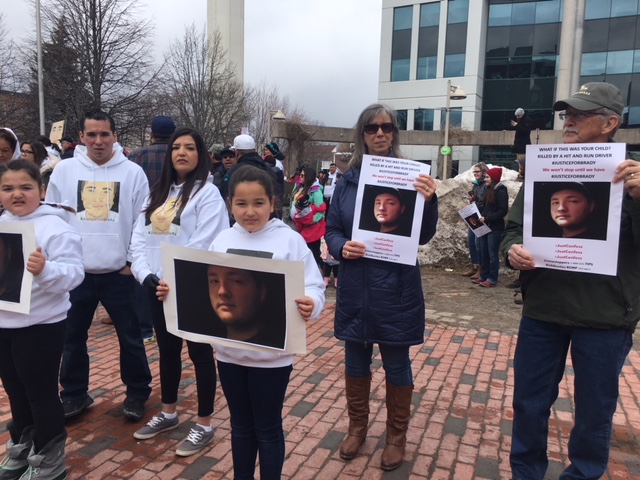 Friends and family organized a 'Justice for Brady' rally outside Moncton City Hall on Saturday, April 7, 2018.