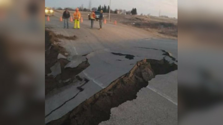 Highway 8 has been washed out near the Cote First Nation in eastern Saskatchewan.