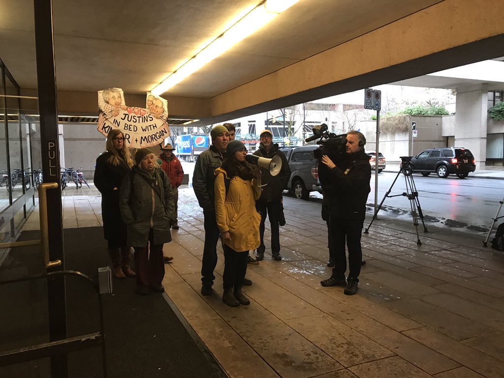 A group of supporters outside B.C. Supreme Court Monday morning with 28 people expected to appear in B.C. Supreme Court.