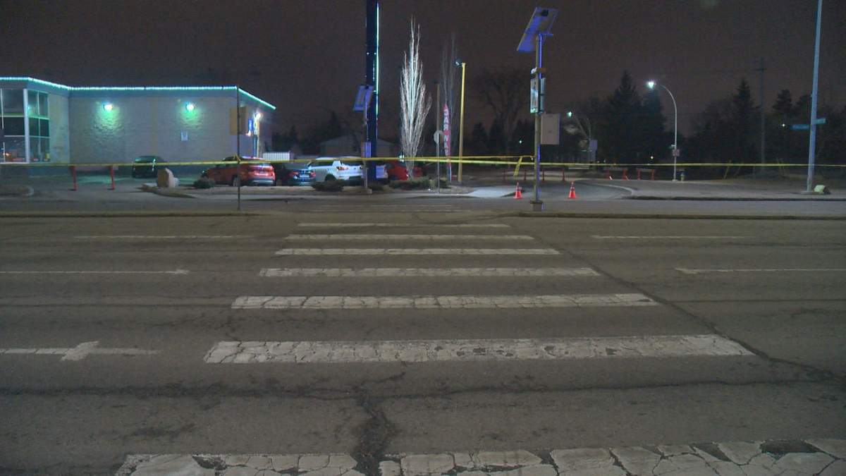 Edmonton police investigating the death of a woman who was hit in a crosswalk on Kingsway Avenue near 113 Street/Tower Road on Sunday, April 15, 2018.