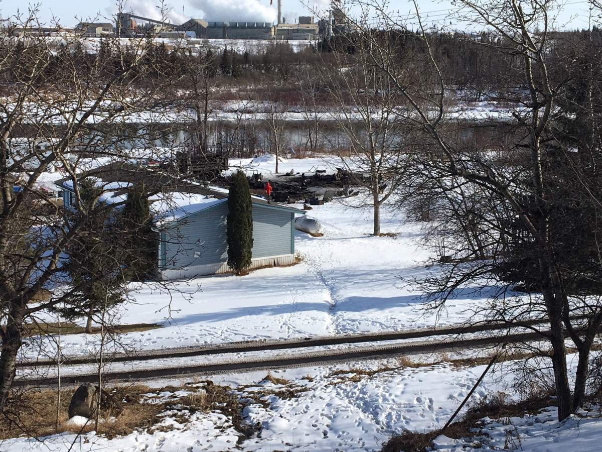 A man was taken to hospital after being burnt in a fire at 55104 Lamoureux Drive near Fort Saskatchewan, Alta. on Sunday, April 1, 2018.