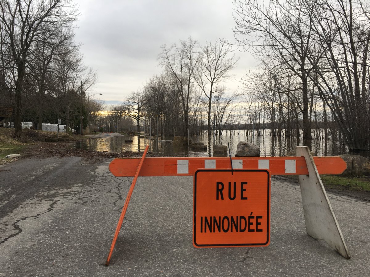 The city of Laval has closed a portion of Riviera Street due to minor flooding on Monday, April 30, 2018.
