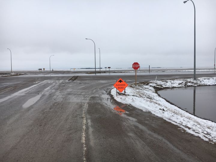 A local state of emergency was issued in Lethbridge County Monday, April 16, 2018 due to flooding. At Wilson Siding, at the intersection of Highway 4 and Highway 845.
