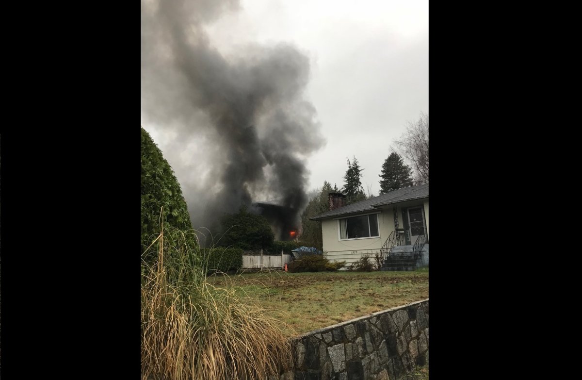 The basement suite of a Lynn Valley home was engulfed in flames early Friday morning. 