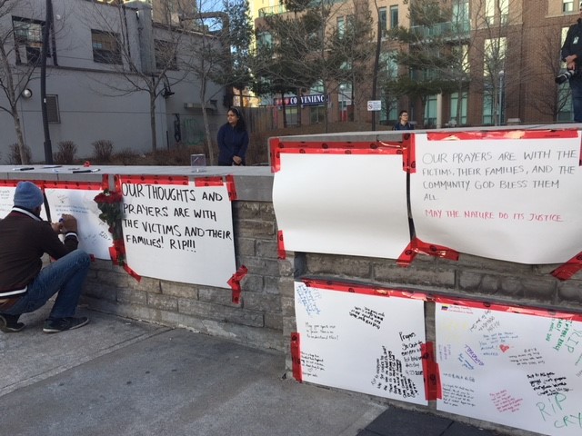 A memorial for those who died in Monday’s van attack.