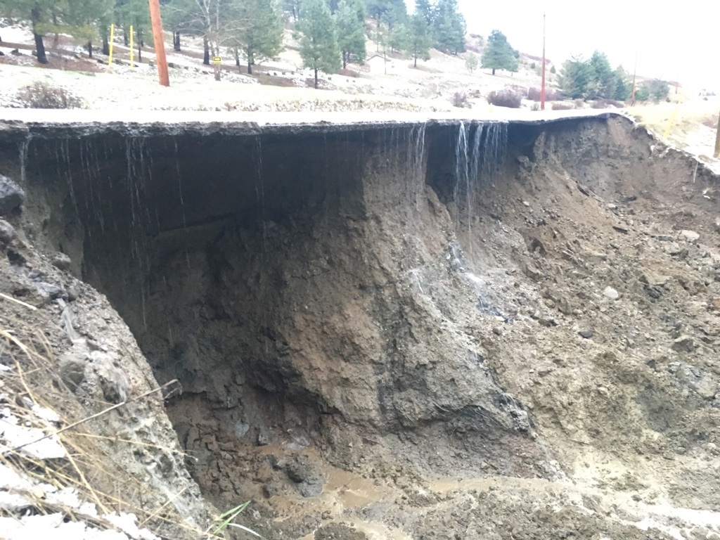 A washout early Tuesday morning has closed Highway 33 east of Kelowna.