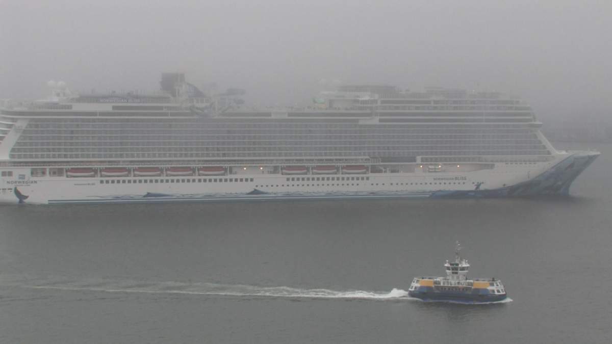 Norwegian Bliss pulls into the Port of Halifax on April 30, 2018. 