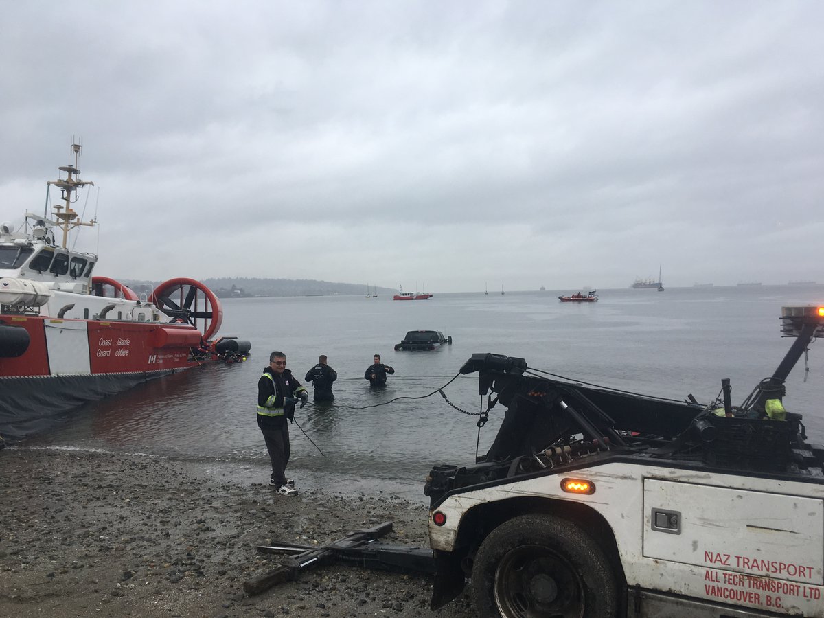 Vancouver police said this pickup truck was stolen, then dumped in the waters off Kits Beach.