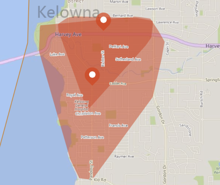 Kelowna power outage map April 12 .