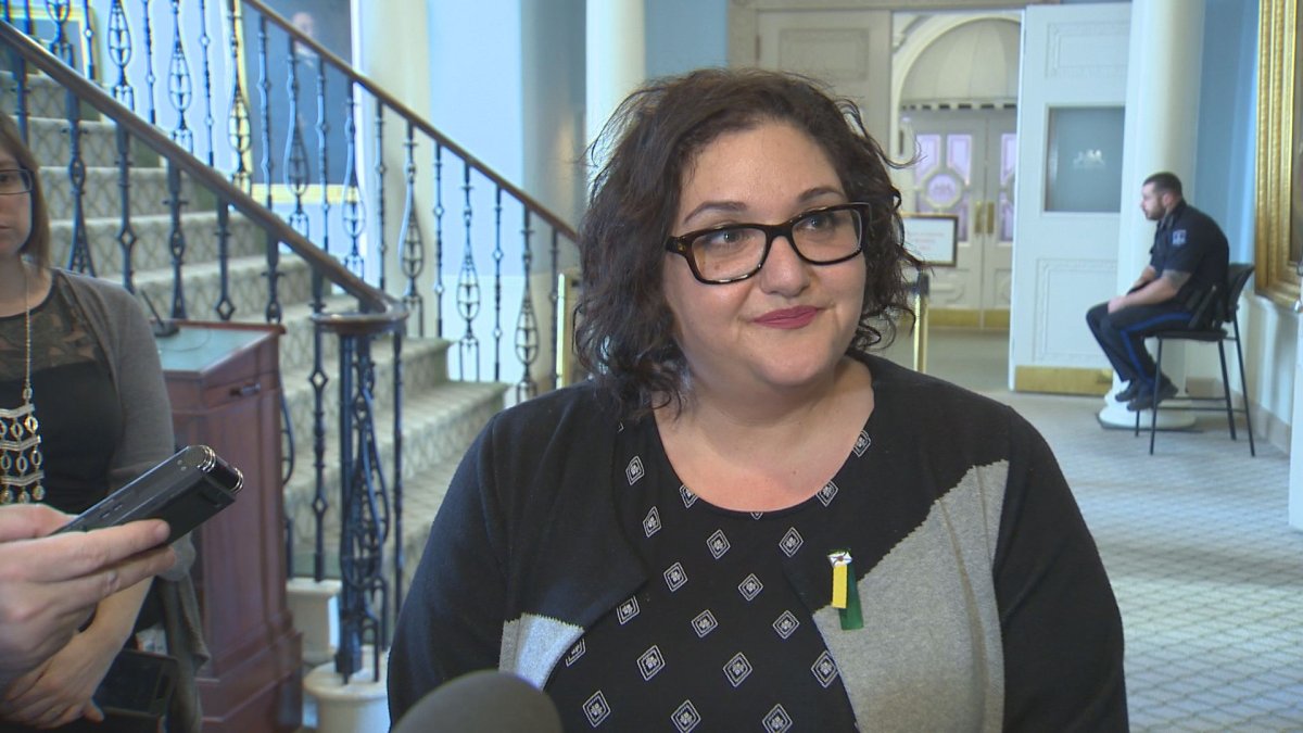 Nova Scotia's Internal Services Minister Patricia Arab speaks to media on April 10, 2018.