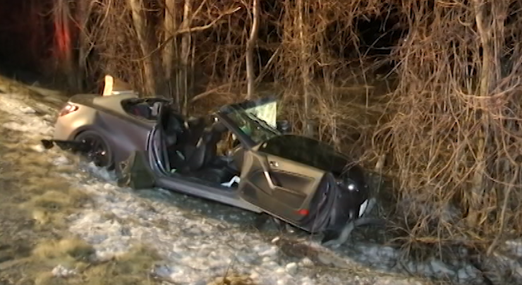 A man is in critical condition after his car left County Road 65 in Port Hope on Thursday night.