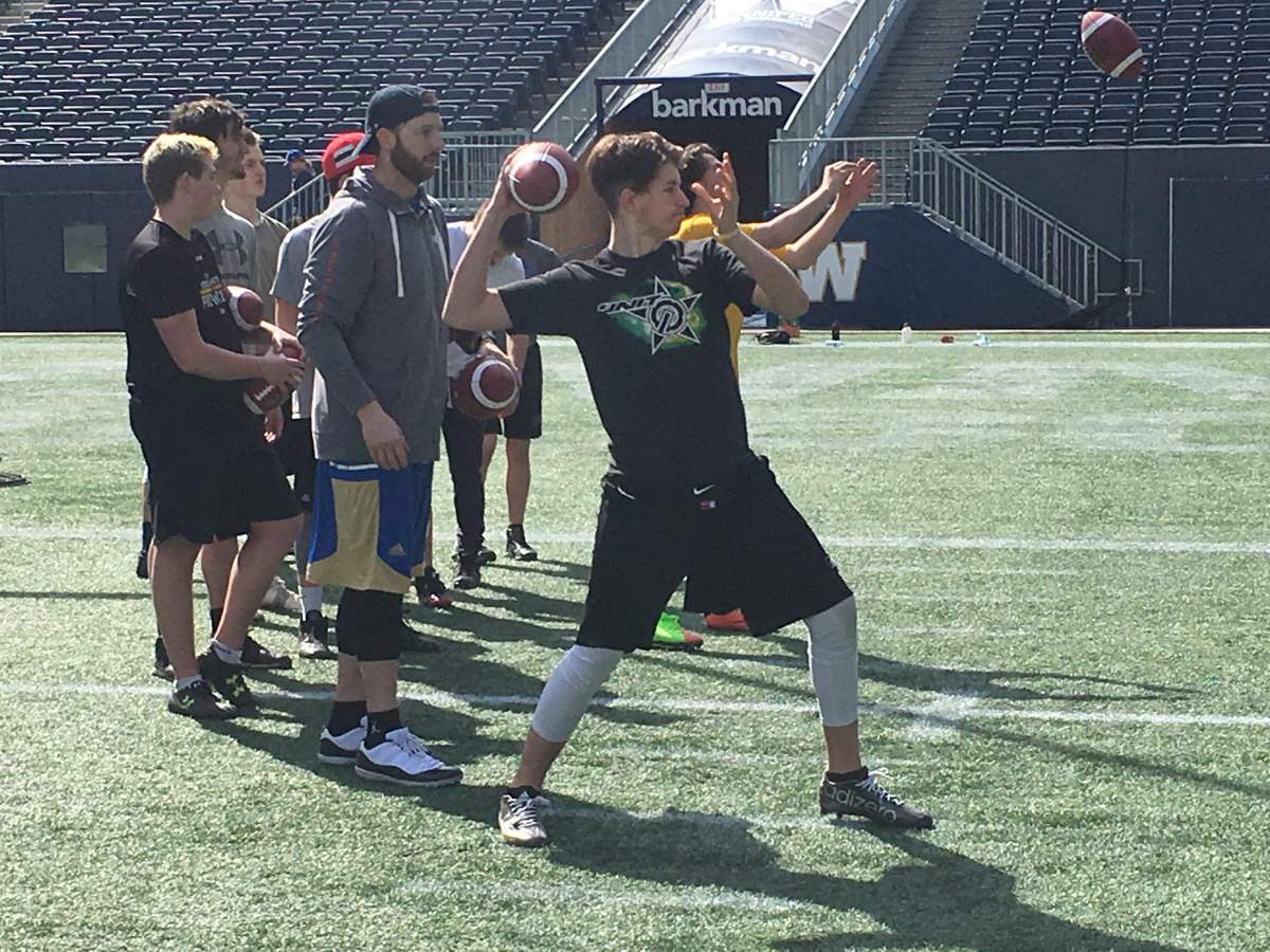 High school players got the chance to learn from Winnipeg Blue Bombers quarterback Matt Nichols on Sunday. 