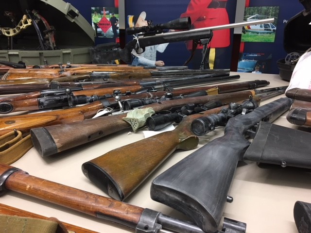 29 firearms were among the items seized during two search warrants conducted in Red Deer, Alta. on Monday, Dec. 11, 2017.