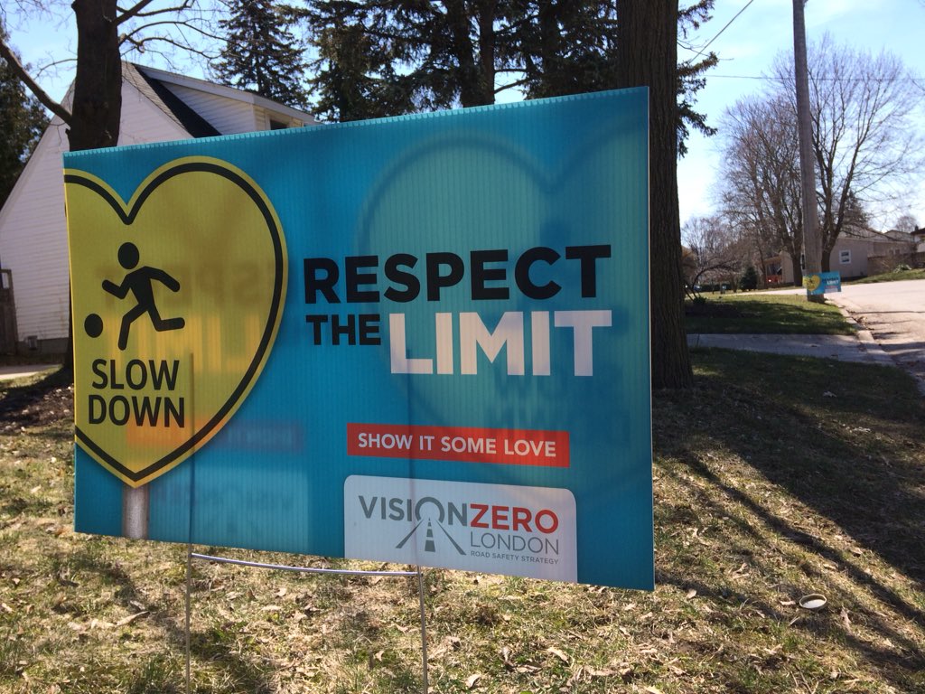 A 'Respect the Limit' lawn sign seen in front of a Foster Avenue home in London, Ont.
