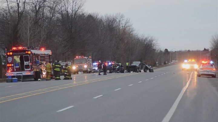 Emergency crews are at the scene of a fatal crash in Rougemont that claimed the lives of two people on Saturday, March 31, 2018.