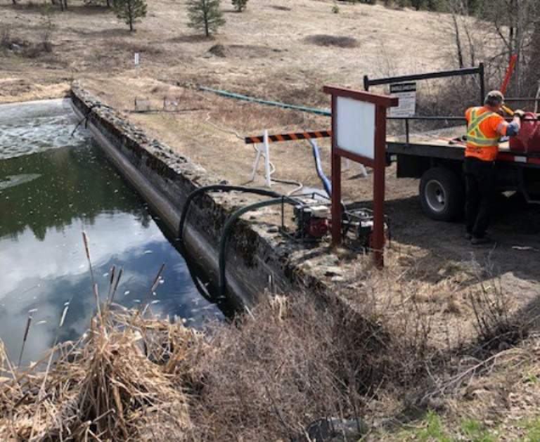 The regional district  will pump from Saddle Lake until the water level stabilizes at 1.2 metres below the top of the dam.