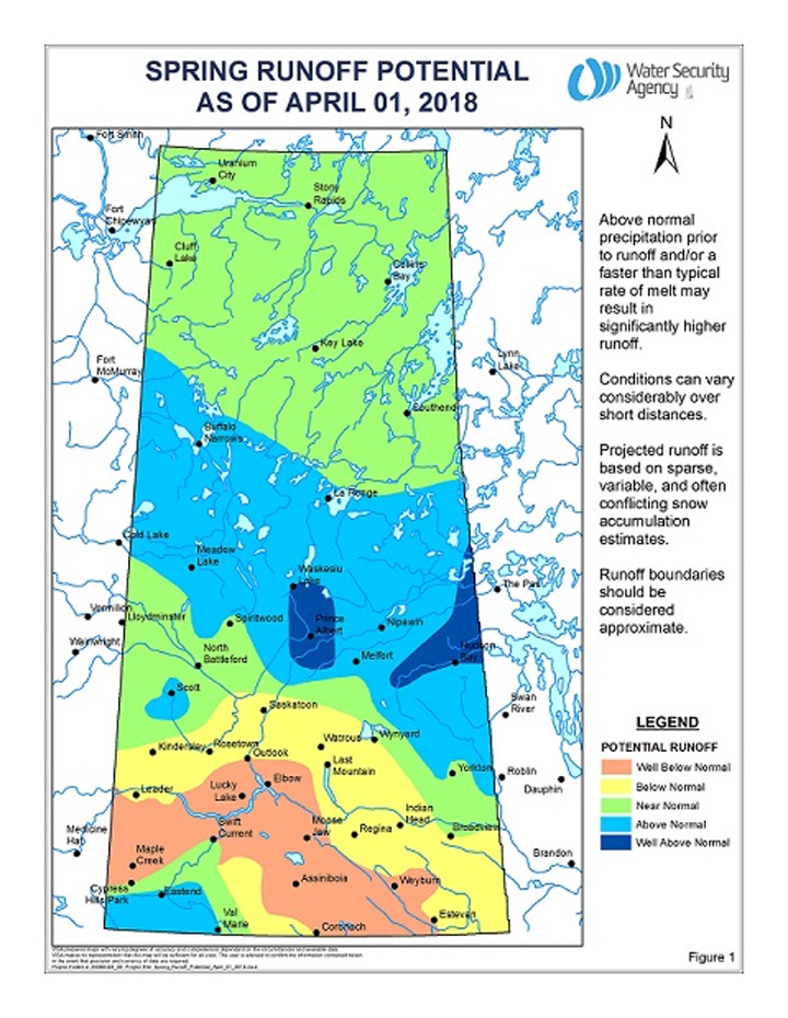 The Saskatchewan Water Security Agency’s April 2018 spring runoff forecast.