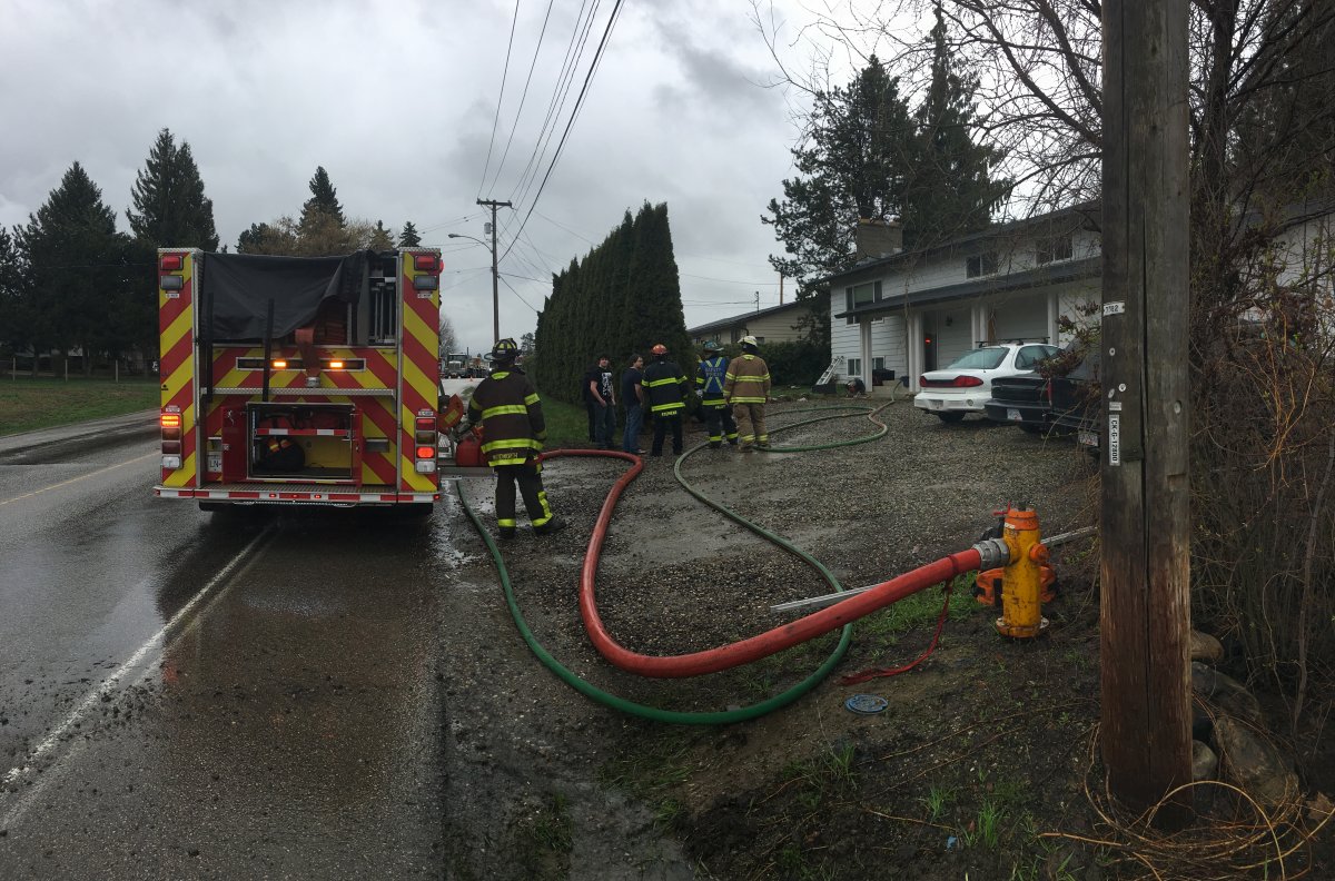 Kelowna fire crews were called to the 2500 block of Sexsmith Road before noon on Monday before a basement fire. 