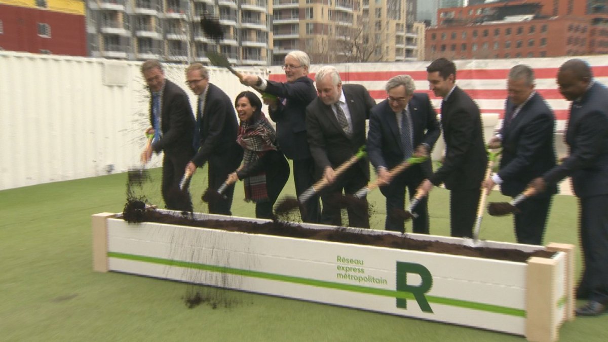 Elected officials from the federal and provincial governments, as well as the city of Montreal, held a ground-breaking ceremony for the REM light-rail project on April 12.