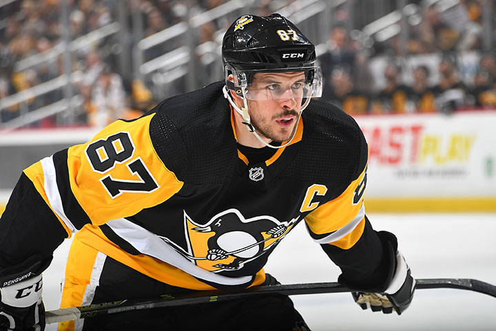 Sidney Crosby pictured at the PPG Paints Arena on April 6, 2018 in Pittsburgh, April 6, 2018. 