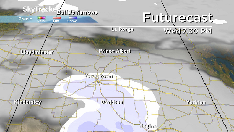 Some late day snow may slide through the Saskatoon area on Wednesday.