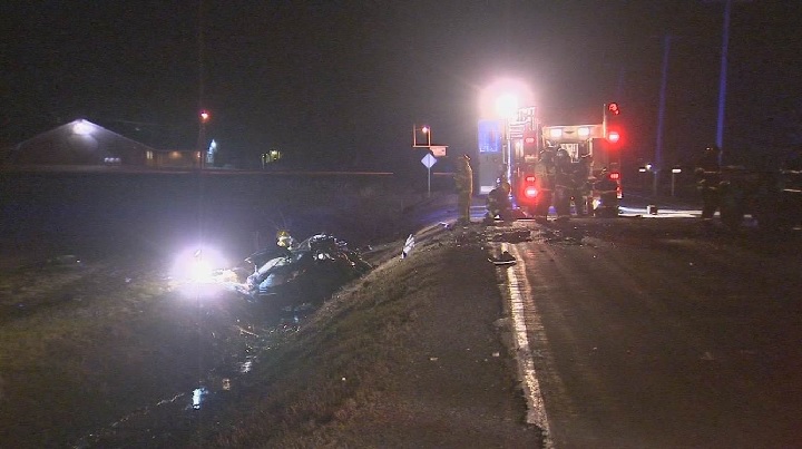 A 51-year-old woman is dead, and four others were injured following a head-on collision in Saint-Valentin, roughly 60 km south of Montreal. Saturday, April 14, 2018.