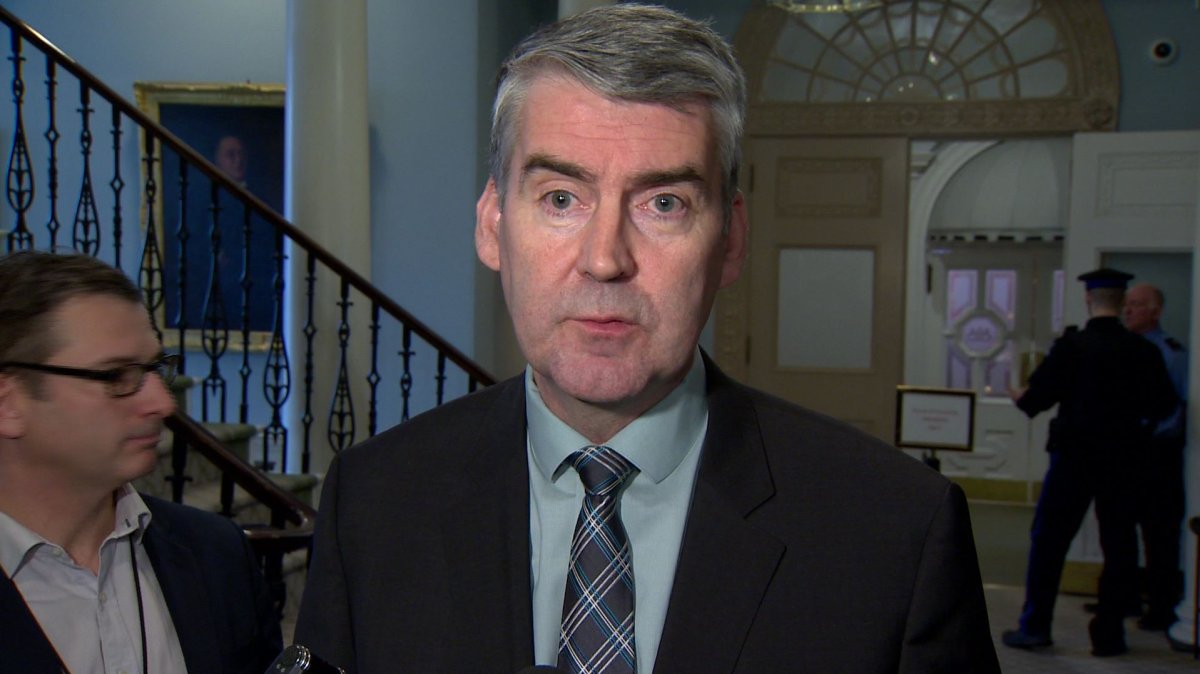Nova Scotia Premier Stephen McNeil pictured while speaking with reporters in Halifax on April 13, 2018.