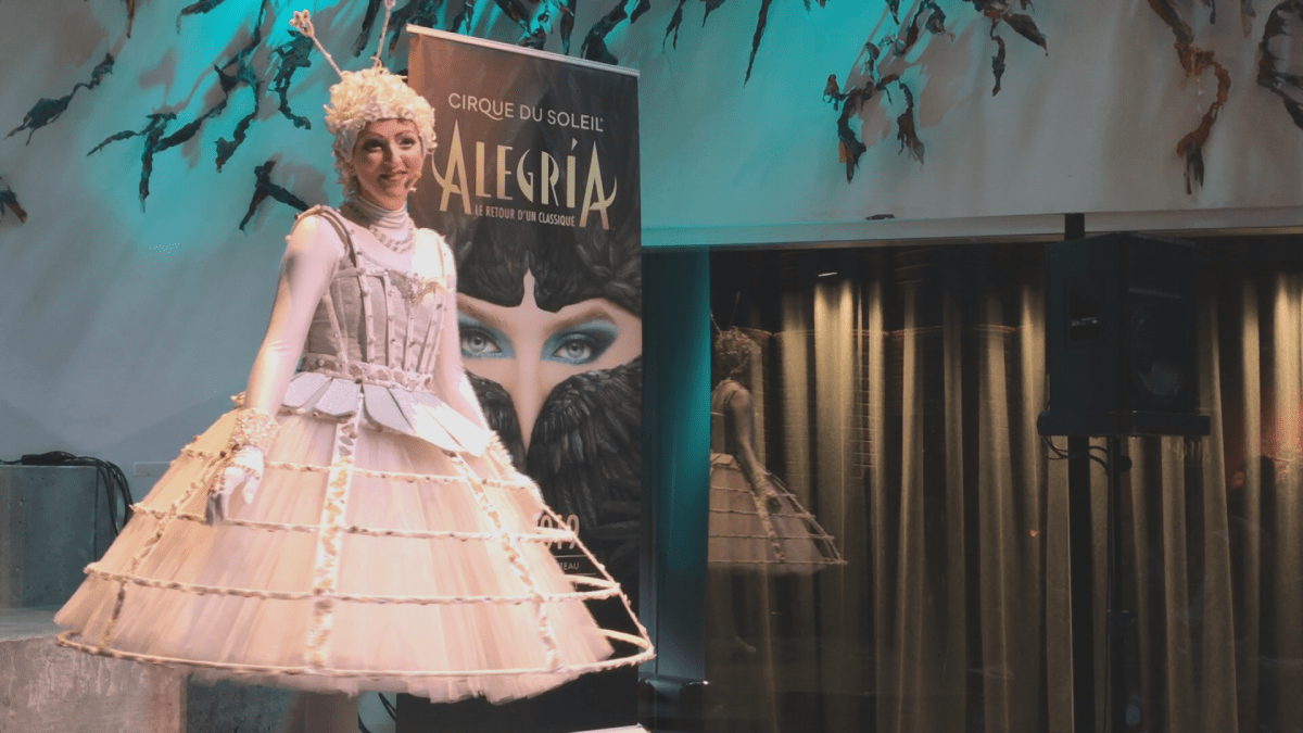 A Cirque du Soleil performer singing Alegria on Wednesday, April 25, 2018.