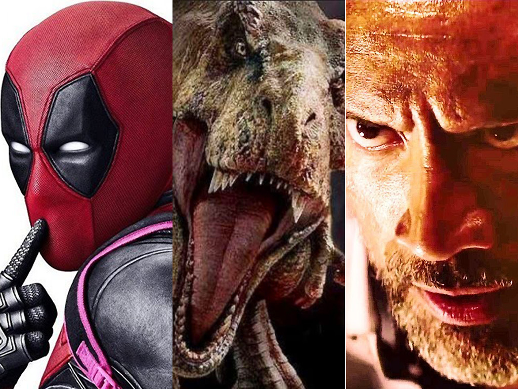 From L-R: 'Deadpool 2,' 'Jurassic World: Fallen Kingdom,' 'Skyscraper.'.