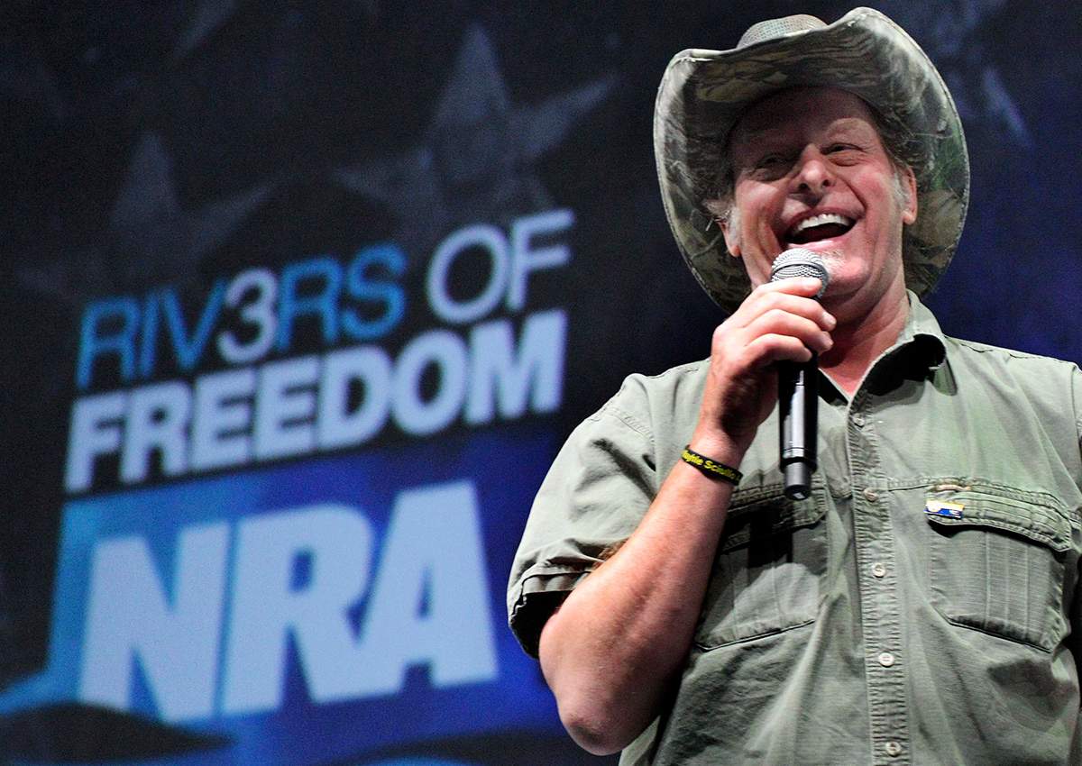 In this May 1, 2011 file phot, musician and gun rights activist Ted Nugent addresses a seminar at the National Rifle Association's 140th convention in Pittsburgh. 