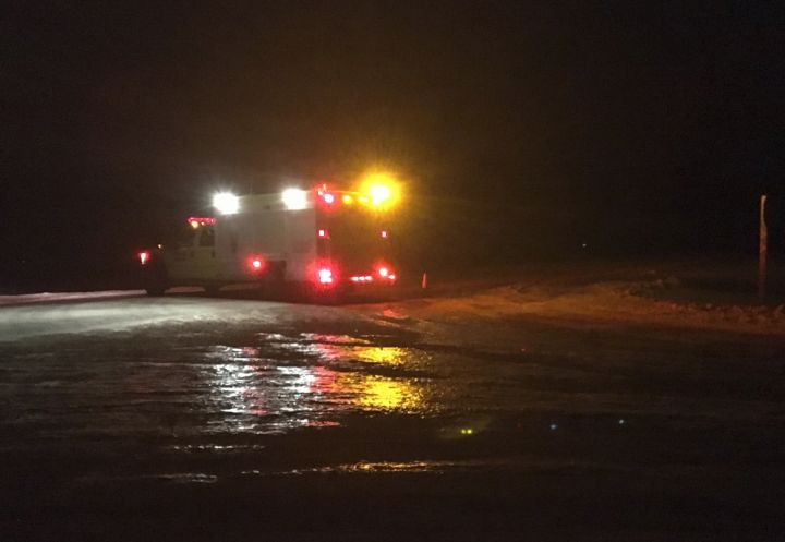 A photo of barricade on Highway 35 north of Tisdale near where a hockey team’s bus was involved in a crash on April 6, 2018.
