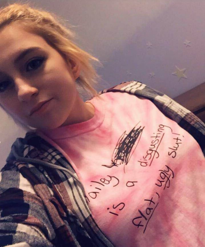 Kailey wearing the t-shirt to school. Photo submitted.