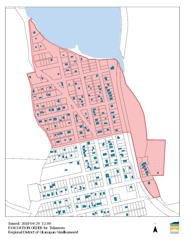 Evacuation order for Tulameen area.