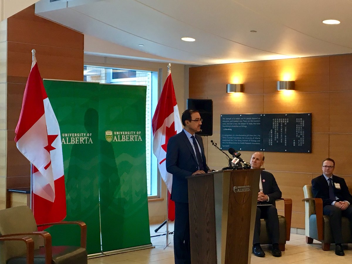 Infrastructure Minister Amarjeet Sohi announces $1.5 million in funding for 11 University of Alberta projects, April 11, 2018. 