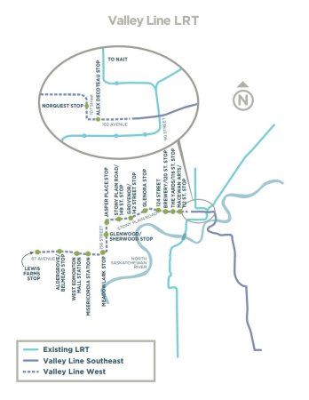 Edmonton Valley Line west extension stops and stations named - Edmonton ...