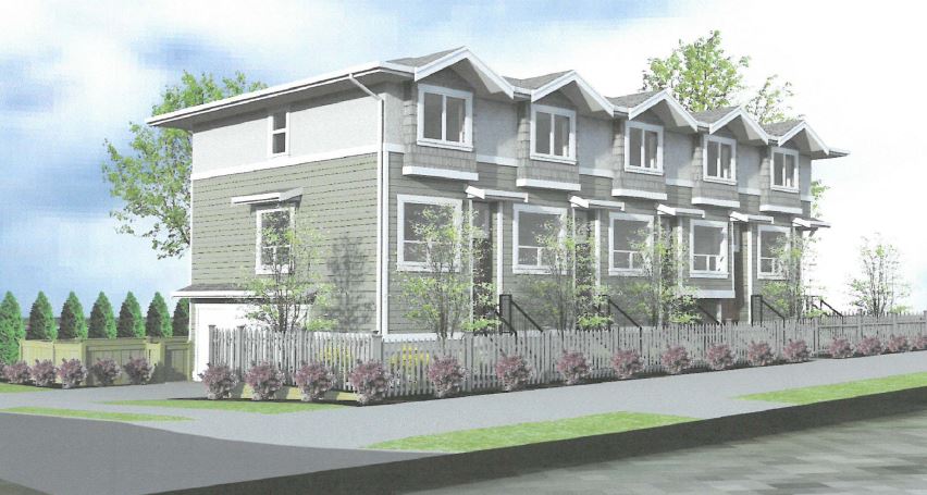 Artists rendering of the Queensborough townhouse project slated for construction next month.