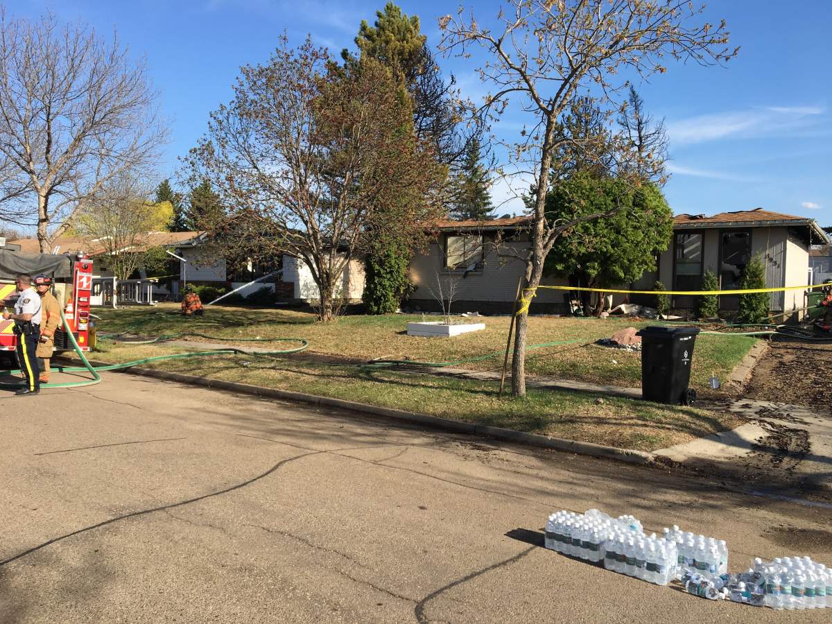 A fire damaged two homes in Fort Saskatchewan on Monday, May 7, 2018.