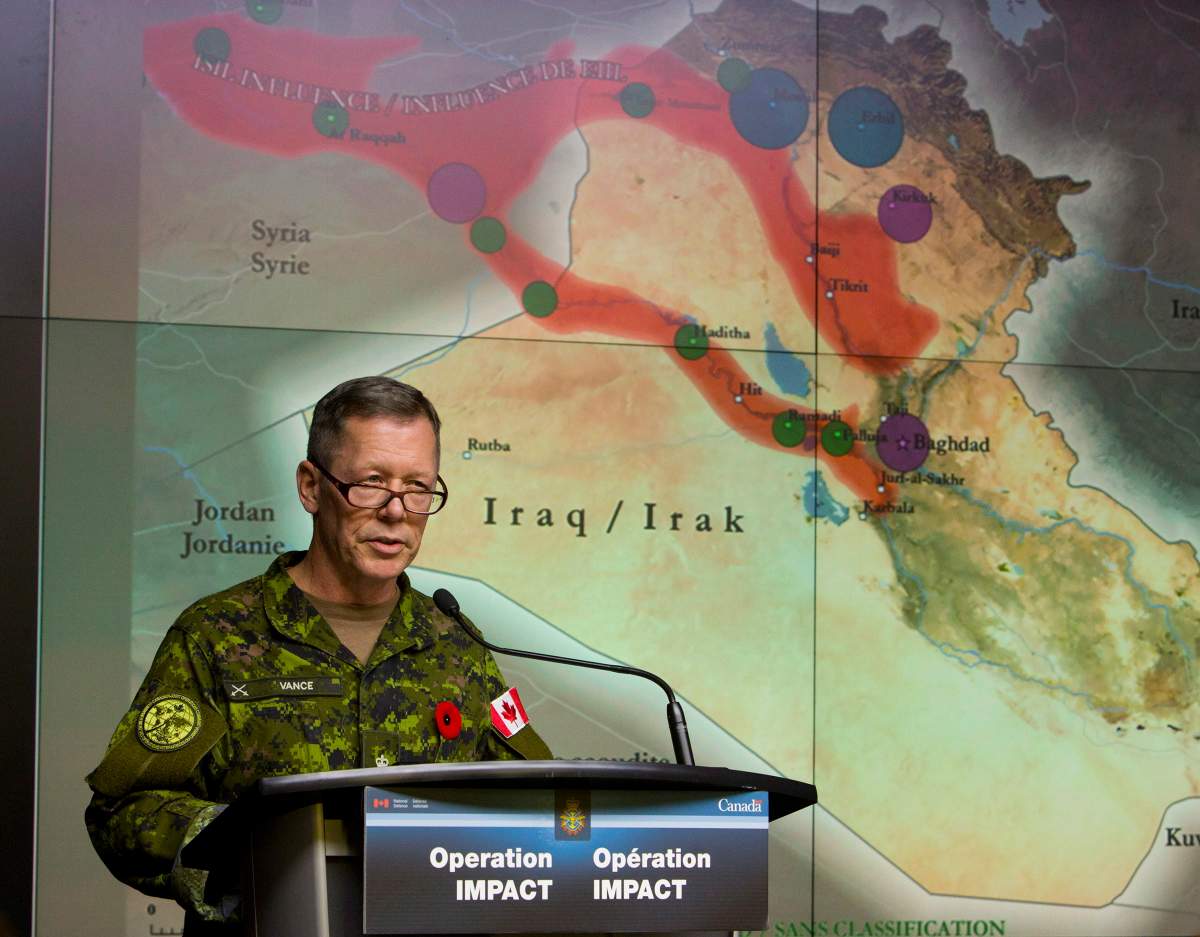 A briefing note to Gen. Jonathan Vance, the Chief of Defence Staff, discusses targeted killings of Canadian citizens. A Nov. 4, 2014 photo of Vance when he was Commander of Canadian Joint Operation Command. THE CANADIAN PRESS/Fred Chartrand