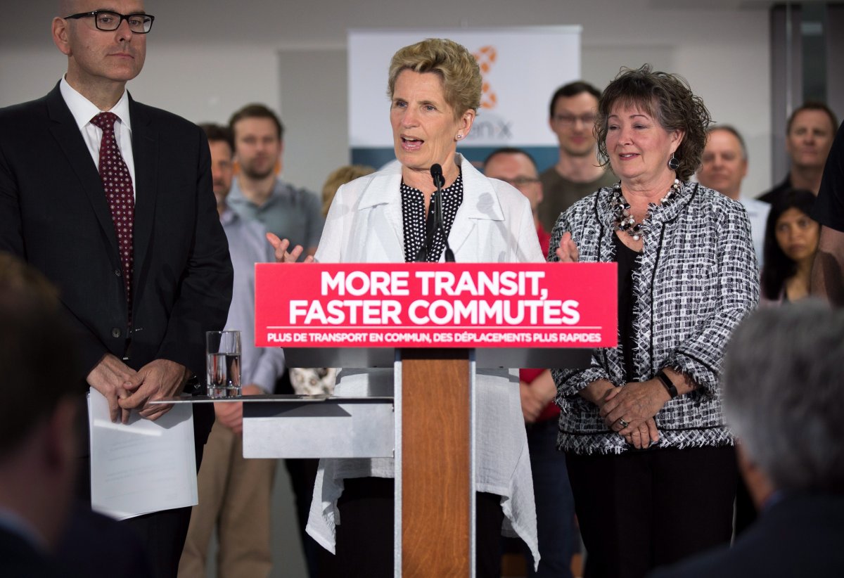 Ontario Liberal leader Kathleen Wynne makes an announcement at eleven-x during a campaign stop in Waterloo, Ont., on Tuesday, May 15, 2018.