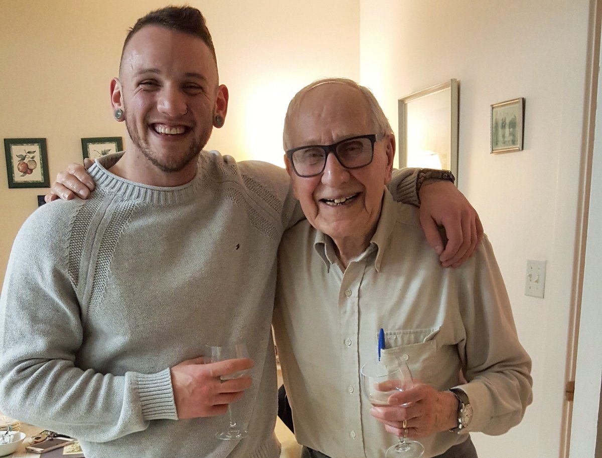 Like many gym rats, Paul Russell lifts weights, does chest lifts and runs obstacle courses. 94-year-old Russell is seen in an undated handout photo with personal trainer Dane Woodland, in St. John's, N.L. 