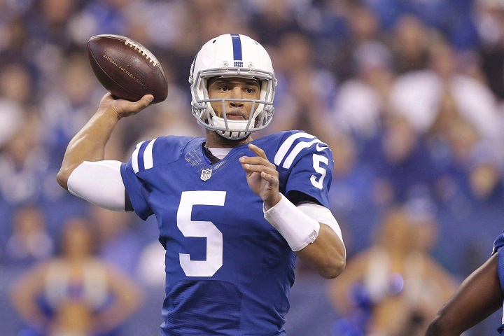 Quarterback Josh Freeman announced his retirement on Saturday, removing himself from the running to be the Montreal Alouettes' starter. Quarterback Josh Freeman (5), then with the Indianapolis Colts, looks to throw against the Tennessee Titans during first half NFL football action in Indianapolis, Sunday, Jan. 3, 2016. 