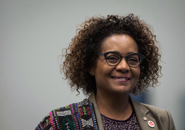 In this file photo, Secretary General of La Francophonie Michaelle Jean walks to the podium to address a youth as peace builders working session at the 2017 United Nations Peacekeeping Defence Ministerial conference in Vancouver, B.C., on Tuesday November 14, 2017.Praise flowed in from politicians of all stripes when former governor general Jean was named the first woman leader of la Francophonie four years ago, but her support appears less unanimous as she prepares to seek another term. Sunday, May 27, 2018.